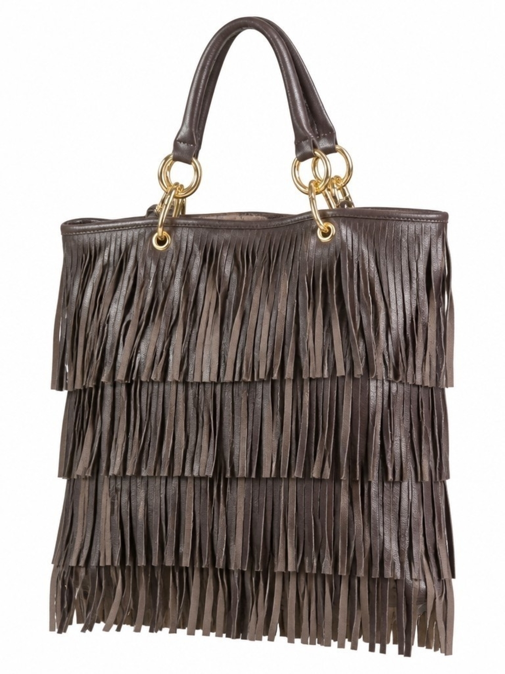 Zara Brown Fringed Tote with Gold Hardware - Picture 2 of 8